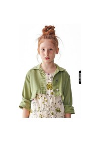 Resim Nk Kids Xo Kids Düğmeli Polo Yakalı Sahte Çift Cepli Düz Renk Kız Çocuk Ceket 8-14 Yaş 36704 Yeşil 