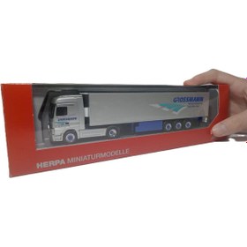 Resim Herpa 1:87 Ho Mercedes-Benz Actros LH soğutmalı yarı römork ( Grossmann) Minyatür Plastik Model. 