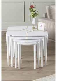 Resim Canisa Concept Lyon Serisi , Üst Kalite Sehpa Takımı , 1.sınıf Mdf 4lü Zigon Sehpa Takımı, Beyaz Beyaz - Beyaz 