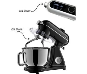 Resim Yui M122 Plus Easy Chef Dc Motor Stand Mikser Çift Başlıklı Hoparlör Özellikli Parlak Siyah 