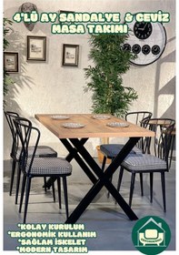 Resim Ceviz 70x110 Cm X Ayak Masa Ay Sandalyeli Masa Takımı 