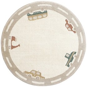 Resim Cool Halı Klein 01 Renkli Yuvarlak Çocuk Halısı Taşıt Figürlü Bebek Halısı Kalın Çocuk Odası Halısı Çok Renkli 