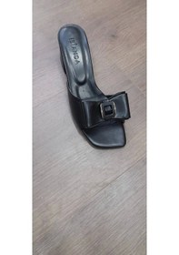 Resim Veor Siyah Cilt Topuklu Terlik Çok Renkli 