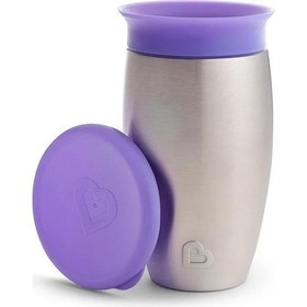 Resim Munchkin Damlatmaz Çelik Bebek 360° Alıştırma Bardağı 12 Ay+ 296ml Mor 