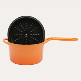 Resim Pot Art Degrade Kayısı Yuvarlak Döküm Kapaklı Sos Tencere 18 Cm Turuncu 