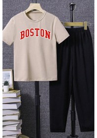 Resim Uyguntarz Çocuk Boston Alt - Üst Eşofman Takımı Bej 