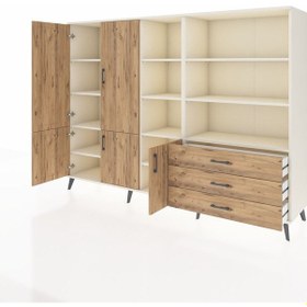 Resim Hyperion Dolap 11 Raflı 3 Çekmeceli 5 Kapaklı 220x44x163 Aytaşı-çam Atlas Çam - Aytası 
