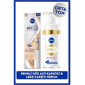 Resim NIVEA Luminous630 Thiamidol Leke Karşıtı Serum 30 ML + Cellular Filler Cushion Renkli Göz Kremi 02 Orta Ton 