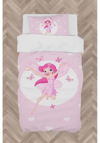 Resim Mekta Home Bebek Ve Çocuk Odası Uçan Peri Kızı Ve Kalp Desenli Nevresim Takımı 