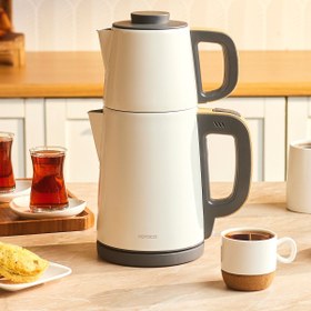 Resim Karaca Tea Break 2 in 1 Çelik Çay Makinesi Wood Craft 