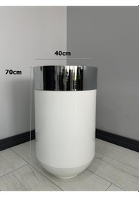 Resim Dekoratif Krom Darbuka Parlak Beyaz Saksı 70cm 