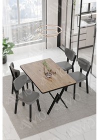 Resim Avvio Pedra Elma Sandalye 80x120 Yemek Masası Mutfak Masası 4 Kişilik Masa Sandalye Takımı Akça 