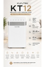 Resim Kurutek KT12 (Wi-Fi + ION) Nem Alma ve Hava Temizleme Cihazı 