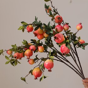 Resim 2 adet Büyük 82.98 cm, 6 meyve, gerçekçi simüle nar meyvesi - yapay kırmızı nar dalları, simüle çiçekler, Bahar Festivali, Ay Yeni Yılı, Şükran Günü, Noel ve diğer özel günler için uygun, ev, mutfak ve yatak odası dekorasyonu için mükemmel seçim 