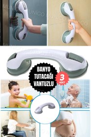 Resim Munico 3 Adet Kaymaz Emniyet Vantuz Korkuluk Tuvalet Banyo Güvenli Tutma Kolu Vakum Vantuz Yardım Duş Kolu 