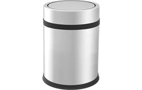 Resim Premium Serisi Pratik Döner Kapaklı 16 Litre Mutfak/banyo Çöp Kovası Paslanmaz Krom, 16L 