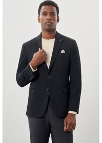 Resim İmza Koyu Lacivert Gabardin Mono Yaka Tam Astar Esnek 6 Drop Slim Fit Casual Ceket 1002245162 Koyu Lacivert 