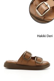 Resim Gönderi(r) Kadın Taba Tokalı Hakiki Deri Comfort Terlik 