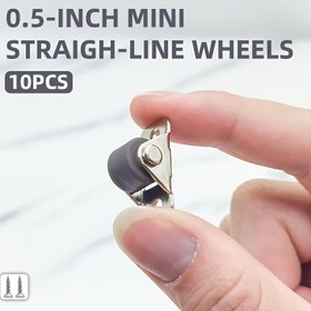 Resim 10 adet Miniature 0.5 İnç Düz Çizgi Tekerlek Dökülmüş - Dolaplar ve Çekmeceler için Metal Tornado Tasarımı, Pürüzsüz Döndürme, Kolay Kurulum, Dolap Donanımı|Minimalist Tarz|Dayanıklı Metal Tekerlekler, Dolap Tekerleği 