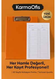 Resim Satranç Notasyonlu Sekreterlik Seti 17x24 Cm 50 Sayfa Hamle Kayıt Formu Turuncu 