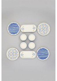 Resim Azure 10 Parça Seramik Kahvaltı Takımı Şık Ve Modern Sofra Sunum Seti Beyaz 