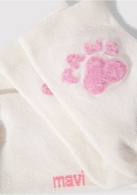 Resim Mavi - Paws Baskılı Beyaz Soket Çorap 1912727-620 Beyaz 