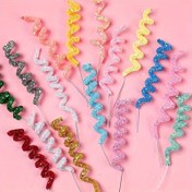 Resim 4'lü Set Spiral Eğri Çok Yönlü Pasta Yumuşak Şerit Süsleme Fantezi Renk Şeridi Kart Macaron Renkli Doğum Günü Düğün Aile Etkinliği Parti Atmosferi Süslemesi 