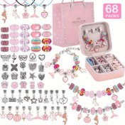 Resim 68 Parça Boncuklu Bileklik Yapım Seti, Pembe Seri Takı Yapım Seti, DIY Boncuklu Bileklik Yapım Hediye Kutusu, Boncuklama Kitleri, Boncuklama Malzemeleri, Boncuklama & Takı Yapımı, Doğum Günü ve Noel El Sanatları Hediye Seti, Taşınabilir Takı Saklama Kutusu ile, 2025 CNY Hediyeleri 