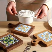 Resim 1 adet/2 adet/4 adet/8 adet Ahşap Trivet Mat Isı Yalıtımı Mat, Tencere Tava Tabak Çatal Bıçak ve Kahve Bardağı Sıcak Isıya Dayanıklı, Bakım Paneli, Ahşap Altlık Yer Mat ve Mutfak Yemek Masası Mat Tüm Şekiller 