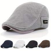 Resim Erkekler için Funky Tarz Nefes Alabilir Mesh Delikli Beret Şapka - Hafif Yazlık Kasket, Havalandırma Delikleri ile 5 Renk (Lacivert/Beyaz/Gri/Kahverengi/Siyah) Günlük ve Resmi Giysiler İçin, Şık Baş Aksesuarı, Hava Akışını Artırıcı Tasarım 