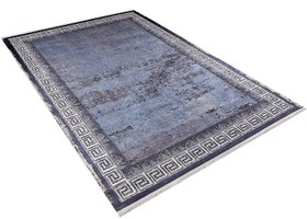Resim Vintage Çelik Mavisi Beyaz Yunan Anahtar Bordürlü Halı - SH1275MB - Kare 300x300cm 