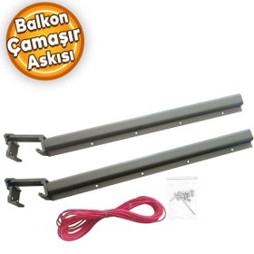 Resim Badem10 Balkon Çamaşır Kurutma Askısı Alüminyum Küpeşte Askılığı Kurutmalık Bronz Kare 8x3 Cm 