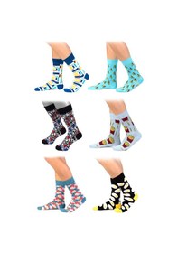 Resim Ozzy Socks 6'lı Organik Pamuklu Dikişsiz Erkek Çok Renkli Desenli Çorap (448387640) Siyah 