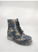 Resim Frida Shoes Frida Kadın Şeffaf Su Geçirmez Bot 13401-lacivert Çiçek Desenli 