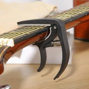 Resim Ukulele & Ahşap Gitarlar için Ayarlanabilir Gitar Kapodasteri - Dayanıklı ABS Plastik ve Silikon Klipsler 