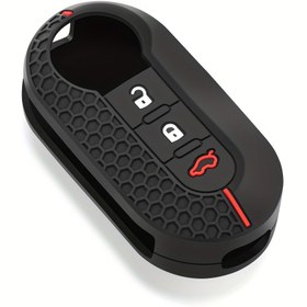 Resim For Fiat 500, Ducato, Panda, Punto için Silikon Anahtar Kılıfı - 3 Düğmeli Katlanır Uzaktan Kumanda Anahtar Kılıfı Anahtarlık Tutucu ile, Belirli Modellerle Uyumlu 