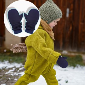 Resim 1 Çift Çocuk Kışlık Sıcak Eldiven, Kalınlaştırılmış Polar Astarlı Polyester Elyaf, Çocuklar İçin Antifriz Kayak Eldiveni, Elde Yıkanabilir - Siyah 