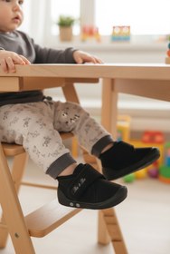 Resim Aspor Siyah Süet Cırtlı Erkek Bebek Panduf 