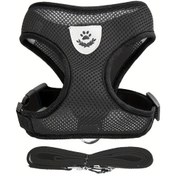 Resim Fochsia Siyah L Nefes Ağ Filelı Kedi Göğüs Tasması Seti Ayarlanabilir Tasma Kaçış Önleyici Yansıtıcı 