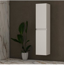 Resim Özceden Asma Banyo Boy Dolabı 130 X 35Cm Parlak Beyaz Mdf Beyaz 