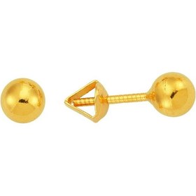 Resim 22 Ayar Altın Top Küpe Kalemli 1.05 Gram 