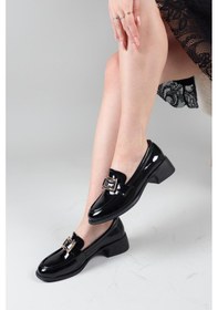 Resim Hanna Gold Toka Detaylı Babet Siyah-7408 Siyah 