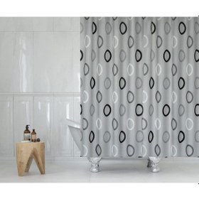Resim Gri Halkalı Duş Perdesi - 180x200 Cm Banyo Perdesi - Tek Kanat Banyo Duş Perdesi - Polyester Kumaş Su Geçirmez Küvet Perdesi - Yıkanabilir Banyo Duş Perdesi Siyah 