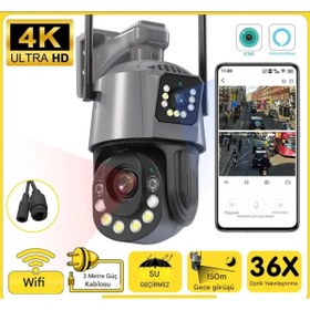 Resim qasul 36x Optik Zoomlu Hareket Sensörlü Su Geçirmez Ev, Ofis, Fabrika Dükan Bahçe Güvenlik Kamerası 