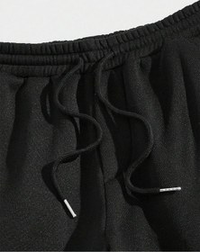 Resim Legnd Eagle Print Drawstring Waist Eşofman Altı Siyah 