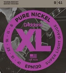 Resim D'Addario EPN120 XL Pure Nickel Elektro Gitar Tel Seti - 9-41 Super Light (Profesyonel) | Saf Nikel Malzeme, Klasik Retro Karakterli Sesler ve Kolay Bend İmkanı 