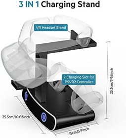 Resim Charging Dock Stand for PSVR2 Touch Controller with Sony Playstation VR2 Headset Display Stand, Charging Station with Type-C Cable for 2 Controllers, Quick Charging Stand with LED Indicator Light 