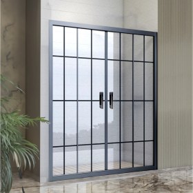 Resim Durul Duşakabin Ön Cephe 5mm Siyah Çizgi Yükseklik 190cm 