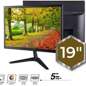 Resim Astakos 19 Inç Hoparlörlü Led Monitör | Hdmı Vga Girişli, 60hz, 5ms, 12v Adaptörlü Kamera Ekranı 