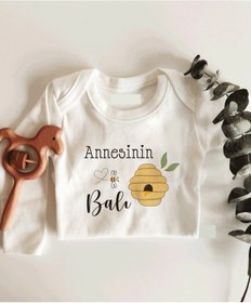 Resim Tuğbababy Annesinin Balı Uzun Kol Çıtçıtlı Organik Bebek Body Beyaz 